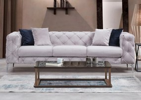 Sofá de 3 Lugares Como – Cinzento Claro – 237x73x90 cm