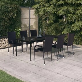 vidaXL 7 pcs conjunto de jantar para jardim preto