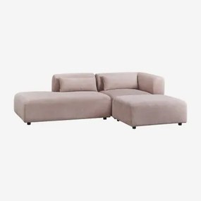 Sofá Modular De Canto De 2 Peças Com Chaise-longue Esquerda E Pufe Fogler Bombazina Rosé - Sklum