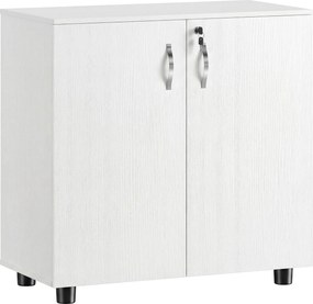 Vinsetto Armário de escritório de 2 níveis, móvel de armazenamento para escritório com 2 portas, fechaduras e chaves, 80x40x80cm, branco | Aosom Portugal