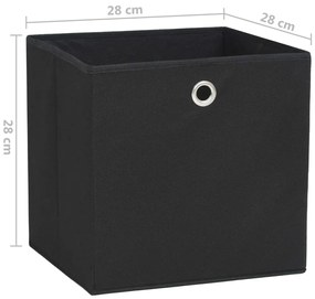 Caixas arrumação 4 pcs 28x28x28 cm tecido-não-tecido preto