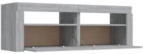Móvel de TV com luzes LED 120x35x40 cm cinzento sonoma