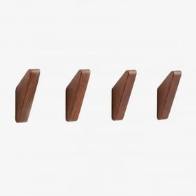 Pack De 4 Cabides De Parede Em Madeira Brana Castanho-acácia Escuro - Sklum