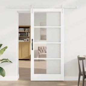 Porta Deslizante vidaXL com Ferragens 'ORKDAL'Branca de Madeira Sólida