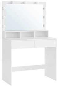 Penteadeira com 9 lâmpadas LED e espelho ajustável | VASAGLE | 80 x 40 x 140 cm | branco | RDT120T10.
