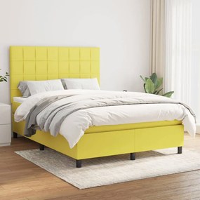 vidaXL Cama com molas/colchão 140x190 cm tecido verde