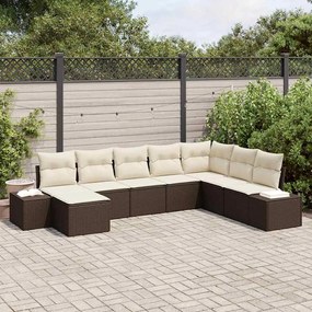 vidaXL Conjunto de Sofá de Jardim com 8 Peças e Almofadas - Rattan Sintético Marrom