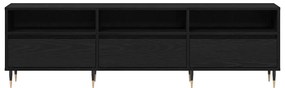 Armário de TV Carvalho Preto 150x30x44,5 cm Madeira Engenheirada
