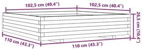 Vaso/floreira jardim 110x110x26,5 cm pinho maciço castanho-mel