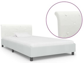 Estrutura de cama 90x200 cm couro artificial branco