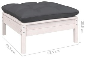 3 pcs conjunto lounge de jardim c/ almofadões pinho maciço