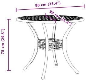 Mesa de jardim Ø90x75 cm alumínio fundido preto