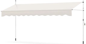 Toldo retrátil manual 4 m x 180 cm Sombra exterior ajustável sem perfuração com manivela para pátio, varanda, jardim Branco