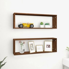 vidaXL Prateleiras em cubo 2pcs derivados de madeira carvalho castanho