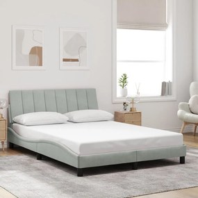 Estrutura de cama c/ luzes LED 120x200 cm veludo cinzento-claro