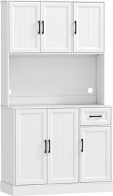 HOMCOM Armário de cozinha, 180,5 cm, armário de despensa, área de trabalho, passagem para cabos, prateleiras ajustáveis, MDF, Branco | Aosom Portugal