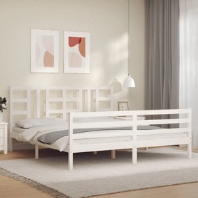 3193937 vidaXL Estrutura cama Super King Size c/ cabeceira madeira branco