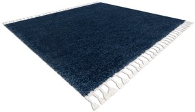 Tapete BERBER quadrado 9000 azul escuro Franjas berbere marroquino shaggy