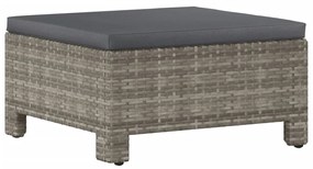 9 pcs conjunto lounge de jardim c/ almofadões vime PE cinzento