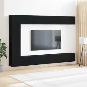 Conjunto de Estante para TV de 7 Peças montada na parede de madeira en
