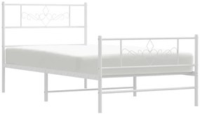 Estrutura de cama com cabeceira e pés 80x200 cm metal branco