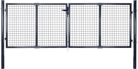 vidaXL Portão de jardim em tela de aço galvanizado 300x75 cm cinza