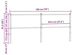 Cabeceira de cama 190 cm derivados madeira/aço carvalho fumado