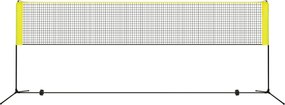 Rede de Badminton 420 cm Portátil Ajustável em Altura com Postes, Bolsa de Transporte e 2 Penas para Interior e Exterior Amarela