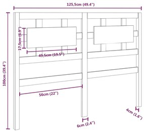 Cabeceira de cama 125,5x4x100 cm pinho maciço cinzento