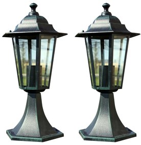 vidaXL Candeeiros de jardim 2 pcs alumínio verde-escuro e preto