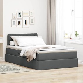 vidaXL Cama com arrumação e colchão Cinza Escuro 120 x 200 cm