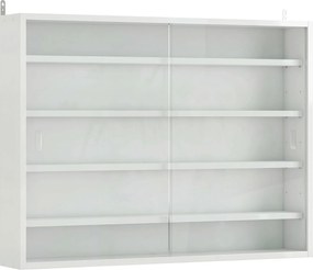 HOMCOM Vitrine de Parede com Prateleiras Ajustáveis e 2 Portas Corredeiras de Vidro para Coleções 80x9,5x60 cm Branco | Aosom Portugal