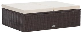 2 pcs conjunto lounge jardim c/ almofadões vime PE castanho
