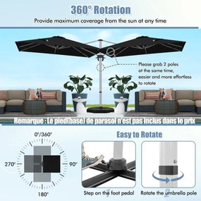 Guarda-sol cantilever de 300 cm com rotação de 360° e inclinação ajustável - cinza