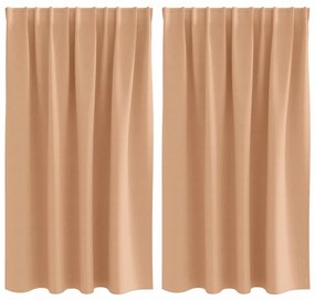 Cortinas 2 pcs Castanho-claro 140 x 140 cm Poliéster