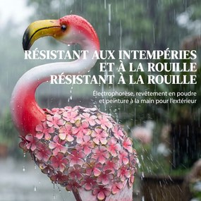 Estátua de Jardim de Flamingo, 28 x 19 x 83 cm, Metal Resistente às Intempéries, Vermelho