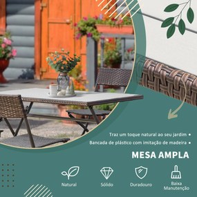 Conjunto de Refeição para Jardim – Ravello – 120x70 cm – Castanho – Vi
