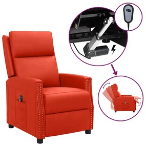 vidaXL Poltrona reclinável elétrica couro artificial vermelho