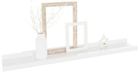 Prateleiras de parede 2 pcs 60x9x3 cm branco brilhante