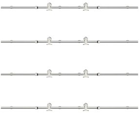 Kit ferragens p/ porta deslizante 366cm aço inoxidável prateado