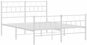Estrutura de cama com cabeceira e pés 140x190 cm metal branco