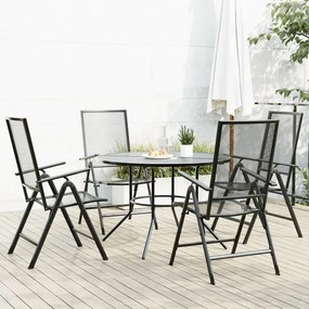 vidaXL Cadeiras reclináveis jardim 5 pcs aço revestido a pó antracite
