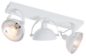 Luminária de teto industrial branca com prata 3 luzes ajustáveis - Magnax Industrial