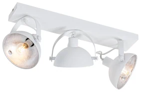 Luminária de teto industrial branca com prata 3 luzes ajustáveis - Magnax Industrial
