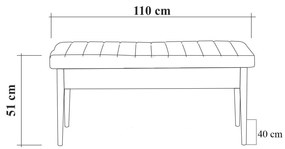 Bench Vina – Walnut Stone – 110 cm x 48 cm x 40 cm