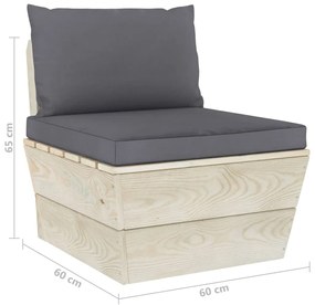 3 pcs conjunto lounge de paletes + almofadões madeira de abeto