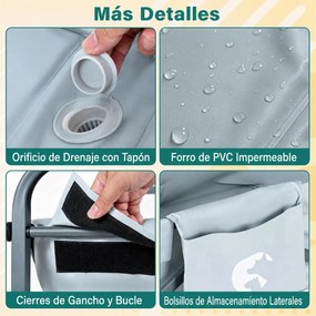 Banheira para Cães Dobrável, 88 x 51,5 x 83-101 cm, Altura Regulável, Cinzento