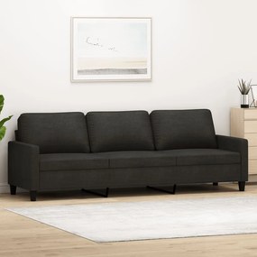 vidaXL Sofá de 3 lugares tecido 210 cm preto