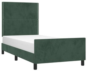 Estrutura de cama sem colchão 80x200 cm veludo verde-escuro