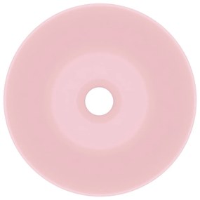 Lavatório de casa de banho redondo cerâmica rosa mate